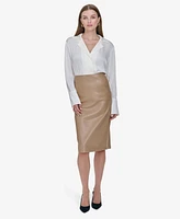 Halston Women's Faux-Leather Pencil Skirt