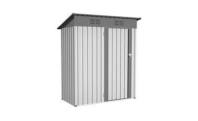 5 x 3 Ft Galvanized Metal Outdoor Storage Shed – Lockable Tool Storage for Gardens & Patios