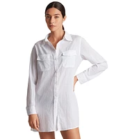 Lauren Ralph Women's Classic Camp Shirt Swim Cover-Up