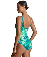 Lauren Ralph Women's Printed Square-Ring One-Piece Swimsuit