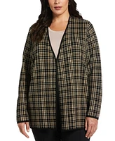 Rafaella Plus Plaid Jacquard Flyaway Cardigan Sweater