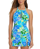 Bleu By Rod Beattie Womens Cross Strap Tankini Top High Waisted Swim Skirt