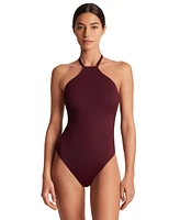 Lauren Ralph Women's Modern High-Neck One-Piece Swimsuit