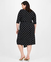 Connected Plus Printed Twisted-Side Midi Dress