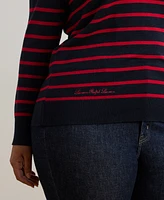 Lauren Ralph Plus Striped Crewneck Sweater