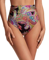 Lauren Ralph Women's Paisley-Print High-Waist Bikini Bottoms