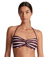 Lauren Ralph Women's Striped Ring Bandeau Bikini Top