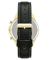 Steve Madden Men's Modern Faux Leather and -Tone Alloy Metal Watch, 45mm