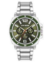 Steve Madden Men's Polished Green and Silver-Tone Alloy Metal Watch, 45mm