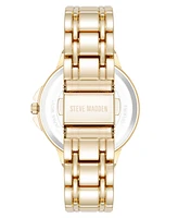 Steve Madden Women's Charming Black and Gold-Tone Alloy Metal Bracelet Watch, 38mm