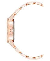 Steve Madden Women's Coin Edge Rose Gold-Tone Alloy Metal Bracelet Watch, 36mm