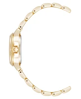 Steve Madden Women's Everyday Black and Gold-Tone Alloy Metal Bracelet Watch, 30mm