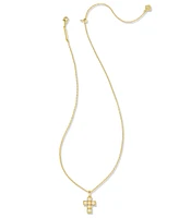 Kendra Scott Gold-Tone Cultured Freshwater Pearl (3mm) Cross Adjustable 19" Pendant Necklace