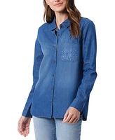 Gloria Vanderbilt Women's Larissa Embellished Button Shirt