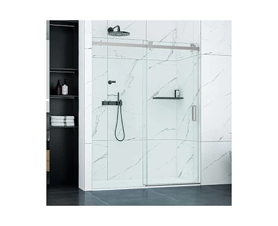 gaomon Shower Door, 56-60" W × 76" H Frameless Sliding Shower Door,Waterproof Glass Shower Door with Stainless Steel Handle and Seal Strip, 5/16"