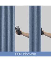 Linen Texture Blackout Grommet Curtains Pair(2 Panels