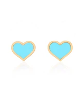 The Lovery Large Turquoise Heart Stud Earrings 14K Gold