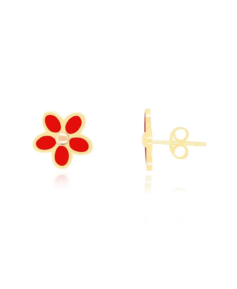 The Lovery Coral Flower Stud Earrings 14K Gold