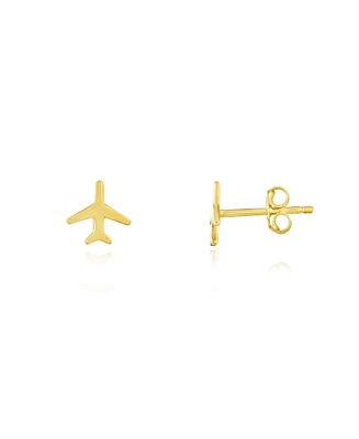 The Lovery Gold Airplane Stud Earrings 14K Gold