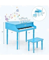 Hongge 30-Key Wood Toy Kids Grand Piano with Bench and Music Rack