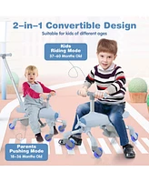 Costway 2-in-1 Kids Ride-on Push Car with Led Lighted Wheels Removable & Adjustable Handle