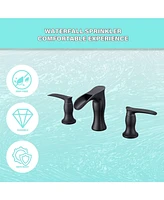 Flynama Waterfall 3-Hole Bathroom Sink Faucet, Widespread Basin Faucet