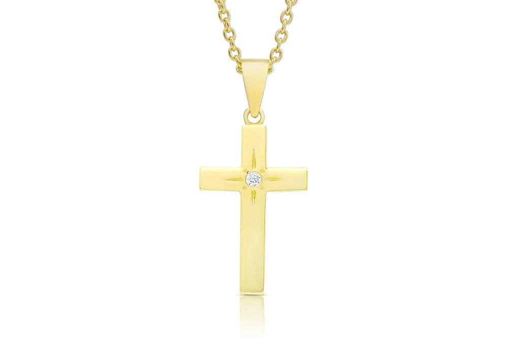 Lily Nily Girls 18K Gold Plated Cz Cross Necklace