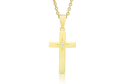 Lily Nily Girls 18K Gold Plated Cz Cross Necklace