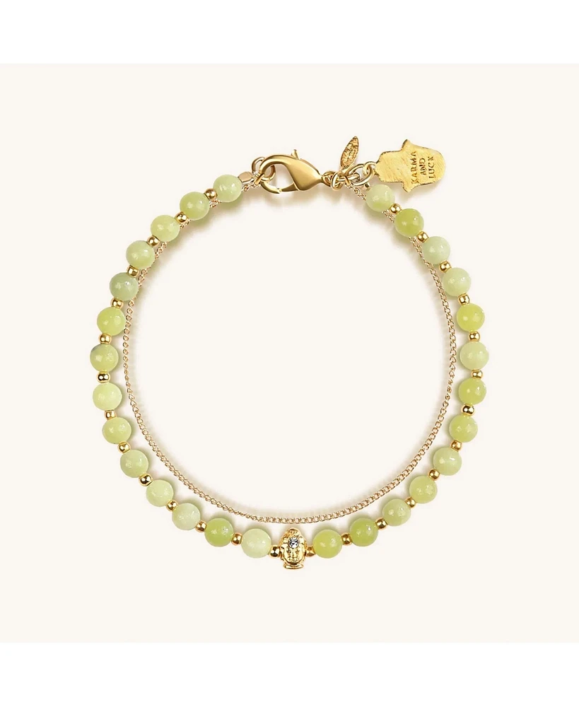 Karma and Luck Enlightened Soul - Buddha Jade Gold Chain Bracelet