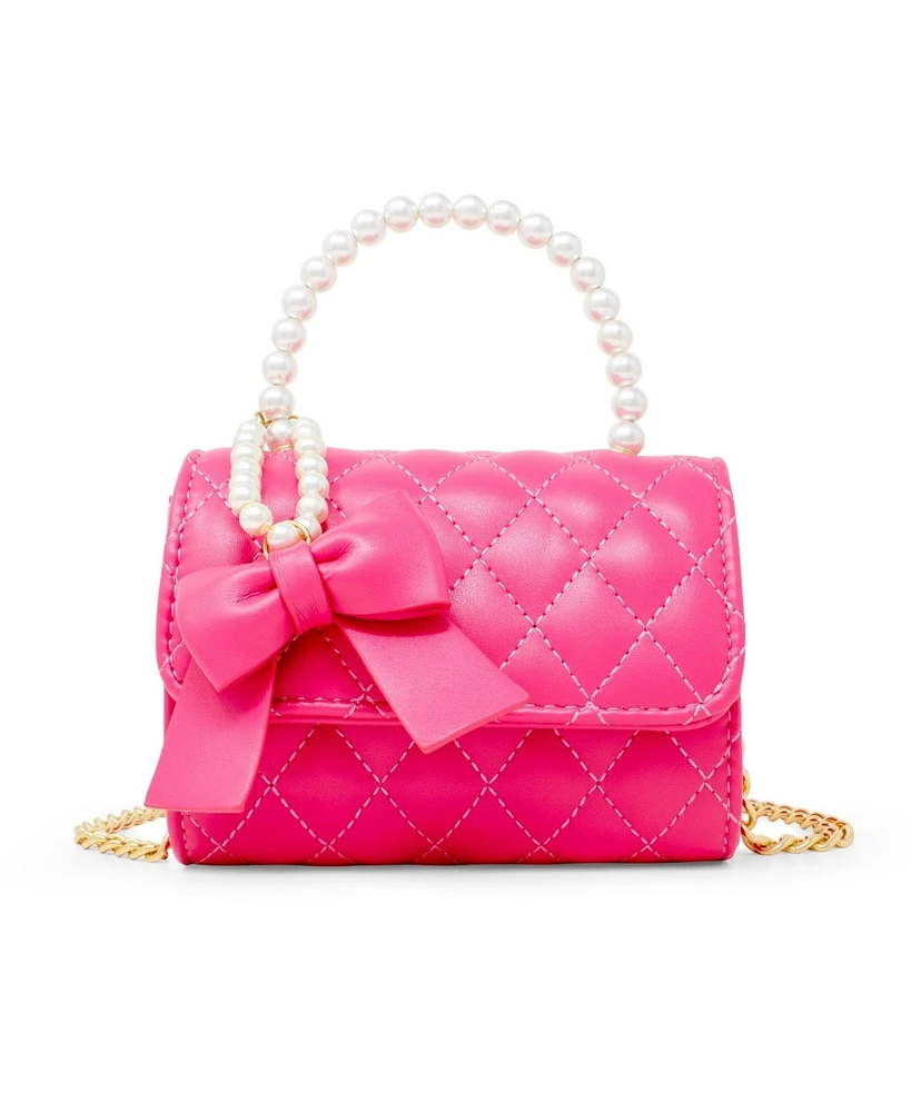 Tiny Treats + Zomi Gems Girls Quilted Pearl Handle Bow Ribbon Handbag