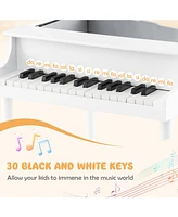 Hongge 30-Key Wood Toy Kids Grand Piano with Bench and Music Rack