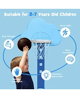 Hongge 3-in-1 Kids Basketball Hoop Set with Balls-Blue