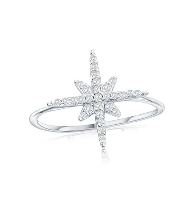 Simona Sterling Silver North Star Cz Ring