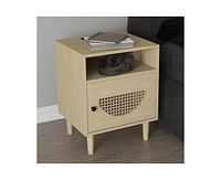 gaomon Boho Rattan Nightstand with Charging Station - End Table with Usb Ports & Power Outlets,2