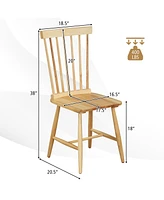 Gymax Dining Chair Set of 4 Solid Wood Windsor Chair w/ High Spindle Back & Wide Seat Natural