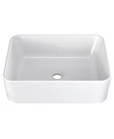 gaomon 22'' x 16''Vessel Sink White Undermount Bathroom Sink Rectangle