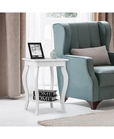 Gymax Set of 2 Accent Side Table Sofa End Table Night stand Coffee Table w/ Shelf White
