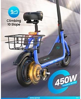 Gyroor 450W Electric Scooter with Seat for Adult, 12 inch Commuter Basket - up to 21 Miles 15.5MPH