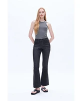 Bayeas Women's Jess Mid Rise Flare Jeans Black