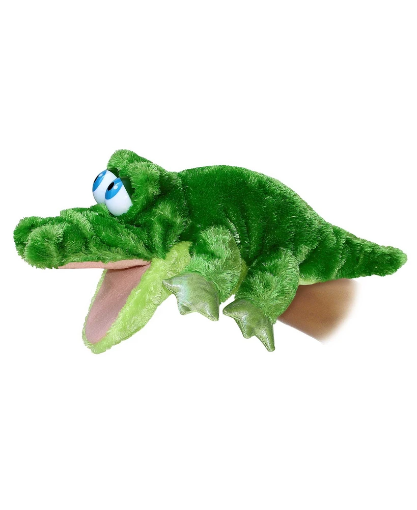 Aurora Large Grator Hand Puppet Interactive Plush Toy Green 13.5"