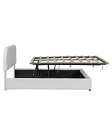 Teddy Fleece Full Size Upholstered Platform Bed with Hydraulic Storage System, Gray