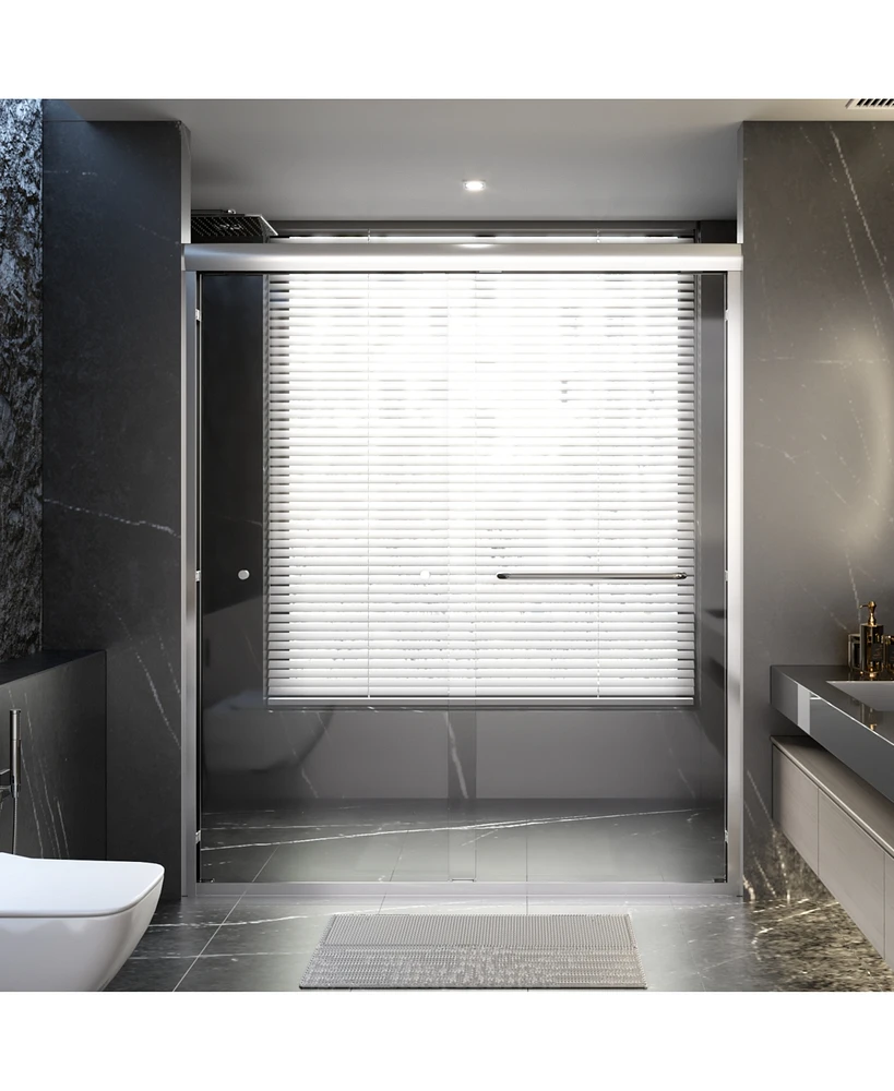 Streamdale Furniture Semi-Frameless Double Bypass Sliding Shower Door with Tempered Glass