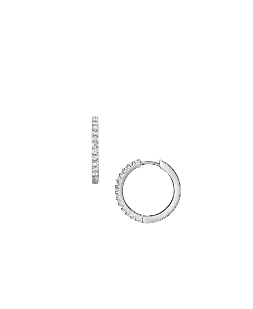 Fossil Ellis Pave Glitz Stainless Steel Hoop Earrings