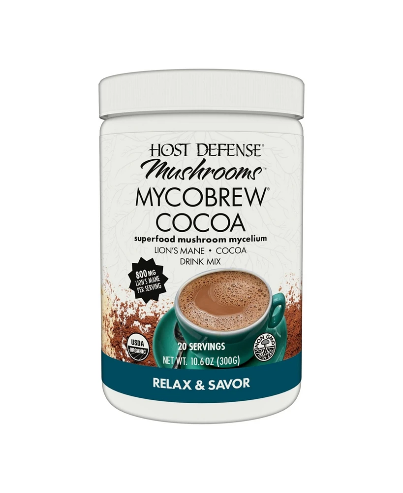 Host Defense MycoBrew Cocoa - Cocoa Powder Drink Mix Includes Lion's Mane Mushroom