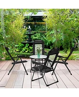 Sugift 4 Pieces Patio Garden Adjustable Reclining Folding Chairs with Headrests