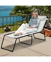 Inolait Sugift Folding Heightening Design Beach Lounge Chair with Pillow for Patio