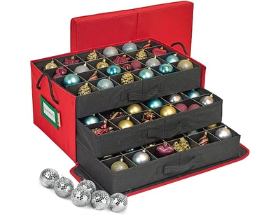 Florida Brands Christmas Ornament Storage Box with Dividers and 3 Removable Trays Stores up to 72-3" Ornaments