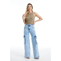 Bayeas Women's High Rise Wide Leg Flare Jeans Bright Star