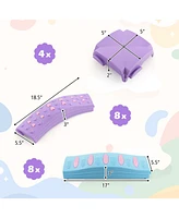 Hongge Colorful Kids Wavy Balance Beam with Textured Surface and Non-slip Foot Pads-Pink & Purple