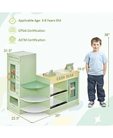 Hongge Kids Wooden Supermarket Play Toy Set with Checkout Counter
